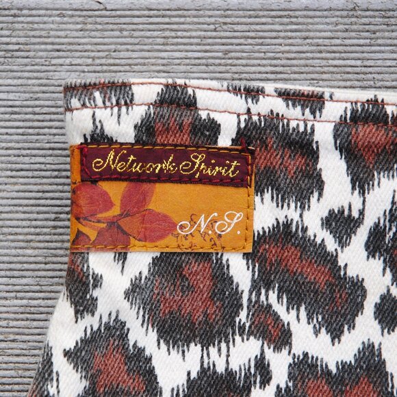 80s leopard print high waist skirt by Network Sz 12 heavy denim, side zipper - Picture 2 of 6